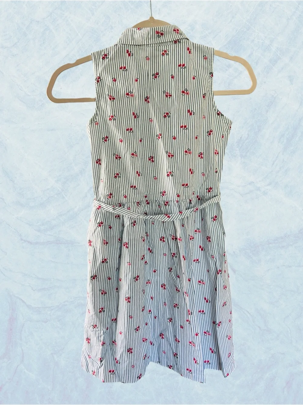 Carter's Blue Daisy & Cream Floral Tie-Waist Kids Dresses